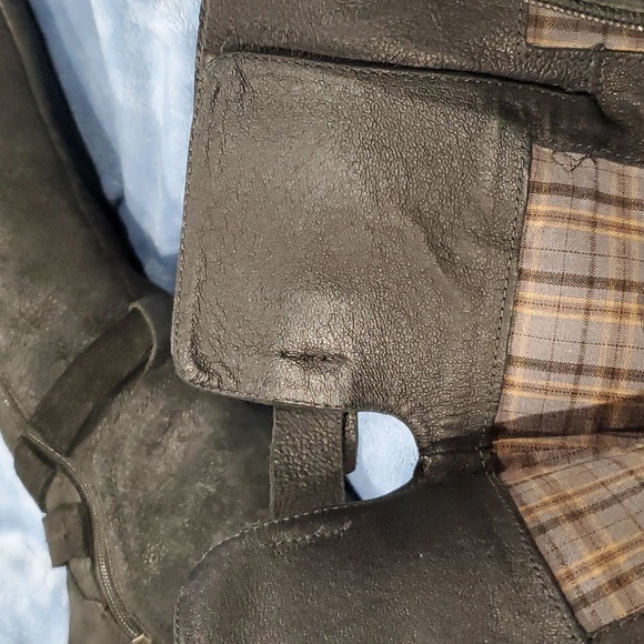 Ugg black leather side zip knee high adjustable calf heeled boots - Picture 12 of 13